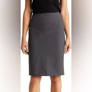 Theory Stretch Wool Pencil Skirt Charcoal Size 6